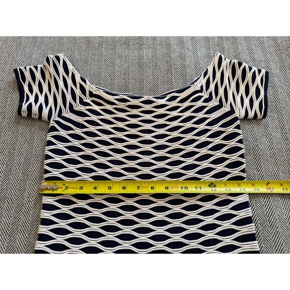 Michael Kors S Black & White Textured Knit Off-Shoulder Midi Dress With Back Zip - Picture 7 of 8